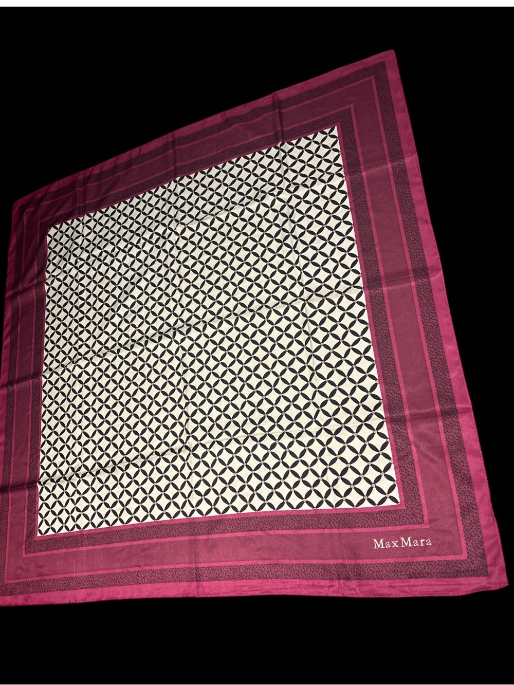 MaxMara Pink, White & Black Patterned Silk Scarf